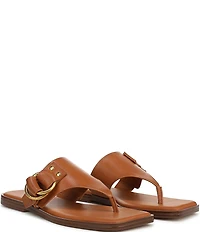 Franco Sarto Mavie Leather Square Toe Thong Flat Sandals