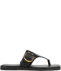 Franco Sarto Mavie Leather Square Toe Thong Flat Sandals