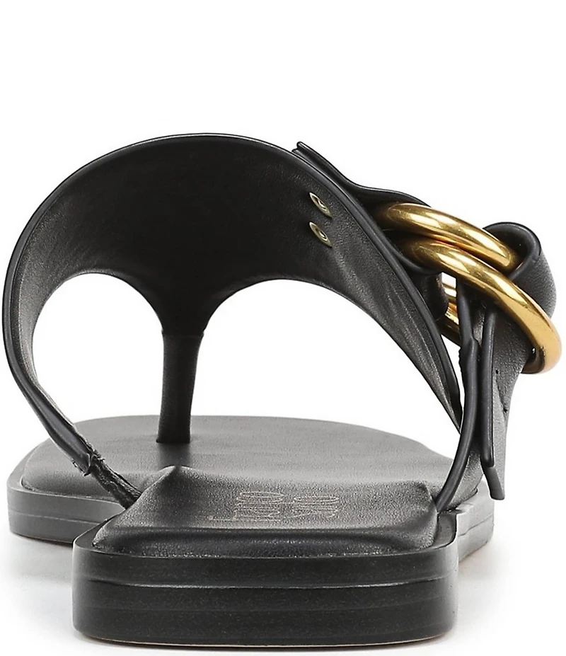 Franco Sarto Mavie Leather Square Toe Thong Flat Sandals