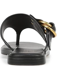 Franco Sarto Mavie Leather Square Toe Thong Flat Sandals