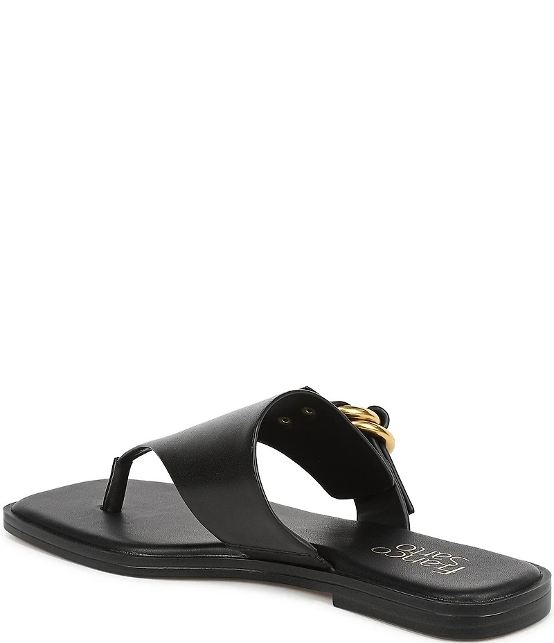 Franco Sarto Mavie Leather Square Toe Thong Flat Sandals