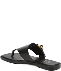 Franco Sarto Mavie Leather Square Toe Thong Flat Sandals