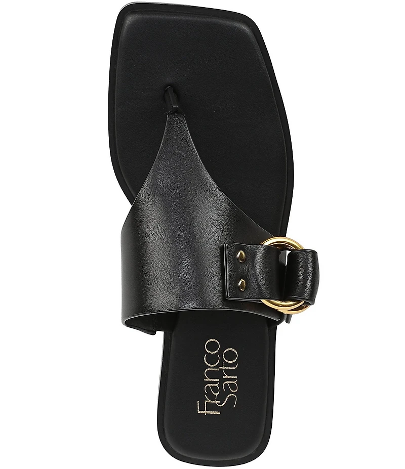Franco Sarto Mavie Leather Square Toe Thong Flat Sandals