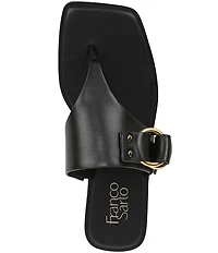 Franco Sarto Mavie Leather Square Toe Thong Flat Sandals