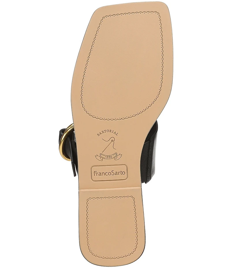 Franco Sarto Mavie Leather Square Toe Thong Flat Sandals