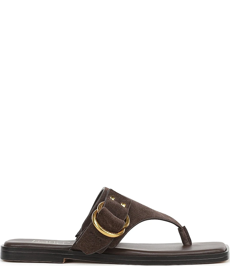 Franco Sarto Mavie Suede Square Toe Thong Flat Sandals