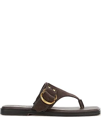 Franco Sarto Mavie Suede Square Toe Thong Flat Sandals