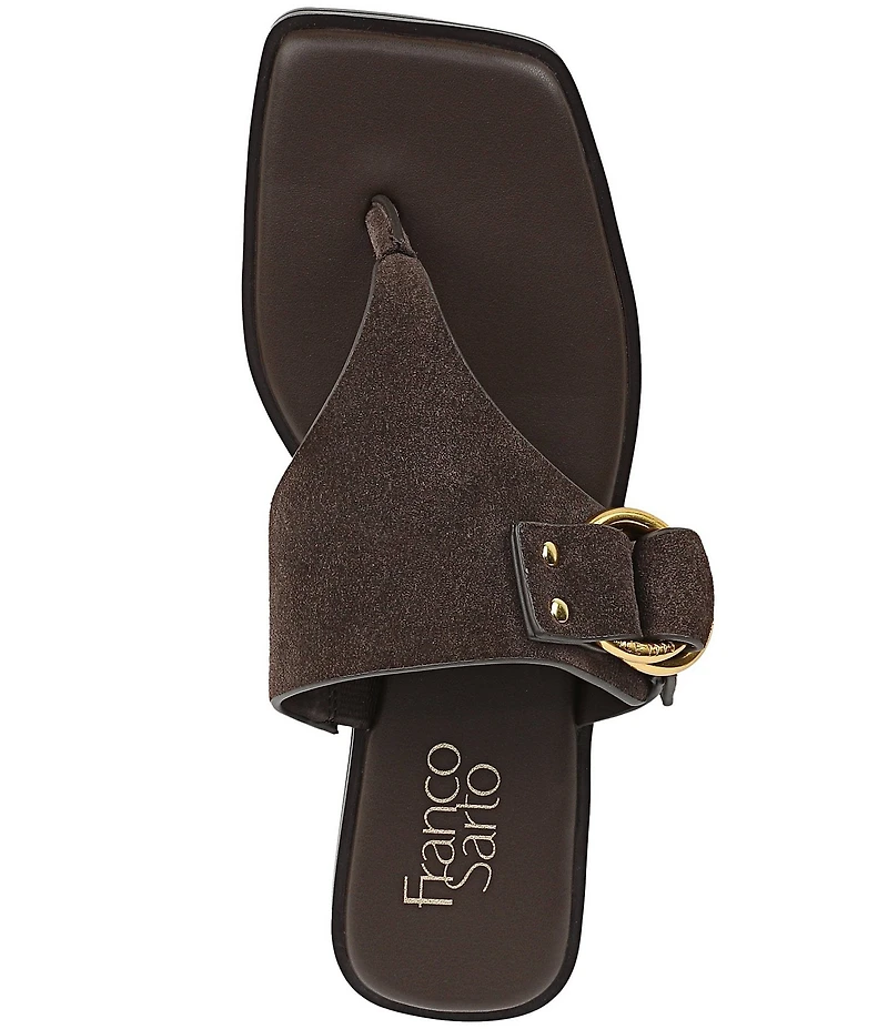 Franco Sarto Mavie Suede Square Toe Thong Flat Sandals