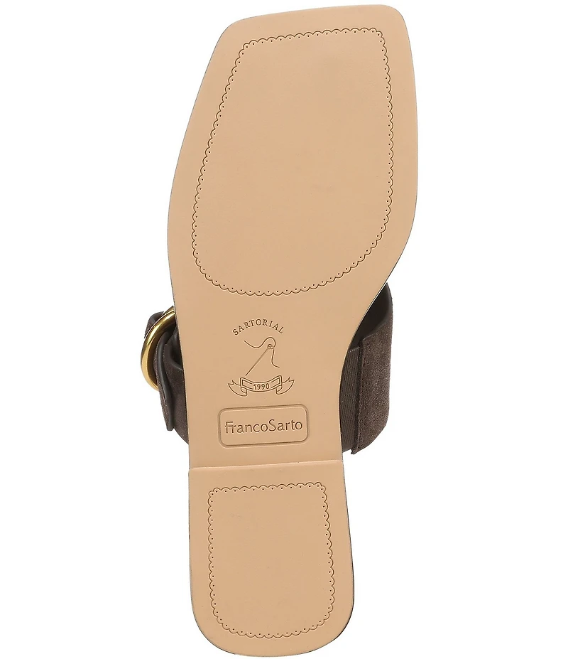 Franco Sarto Mavie Suede Square Toe Thong Flat Sandals
