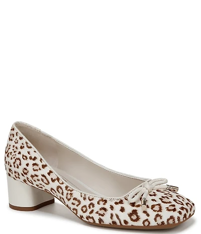 Franco Sarto Natalia 2 Leopard Print Calf Hair Ballerina Bow Pumps