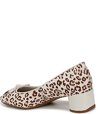 Franco Sarto Natalia 2 Leopard Print Calf Hair Ballerina Bow Pumps