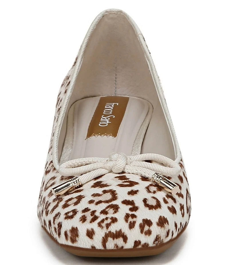 Franco Sarto Natalia 2 Leopard Print Calf Hair Ballerina Bow Pumps
