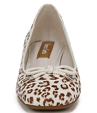 Franco Sarto Natalia 2 Leopard Print Calf Hair Ballerina Bow Pumps