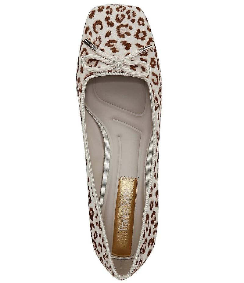 Franco Sarto Natalia 2 Leopard Print Calf Hair Ballerina Bow Pumps
