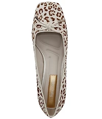 Franco Sarto Natalia 2 Leopard Print Calf Hair Ballerina Bow Pumps
