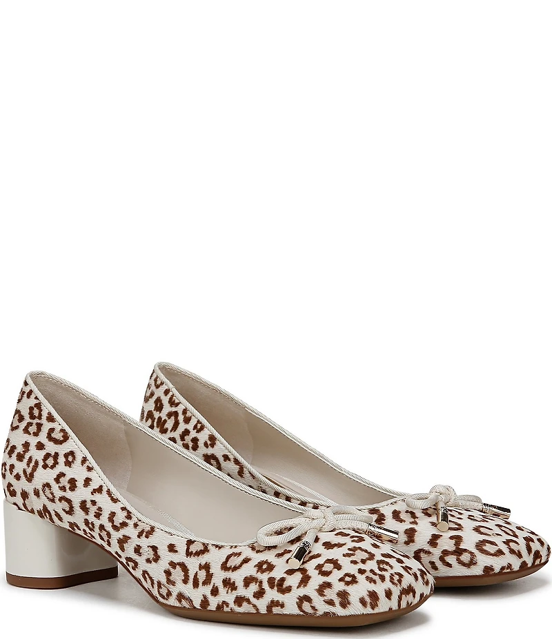 Franco Sarto Natalia 2 Leopard Print Calf Hair Ballerina Bow Pumps