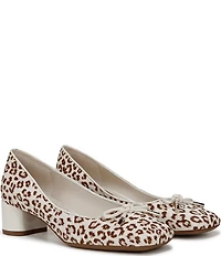 Franco Sarto Natalia 2 Leopard Print Calf Hair Ballerina Bow Pumps