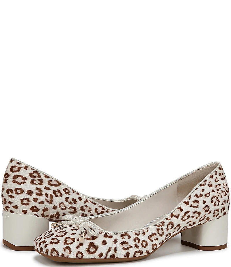 Franco Sarto Natalia 2 Leopard Print Calf Hair Ballerina Bow Pumps