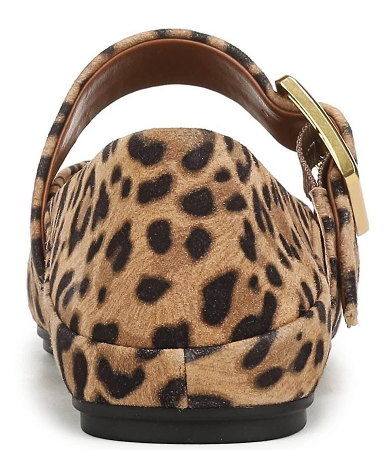 Franco Sarto Oakes Leopard Print Suede Square Toe Mary Jane Ballet Flats