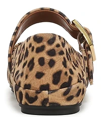 Franco Sarto Oakes Leopard Print Suede Square Toe Mary Jane Ballet Flats