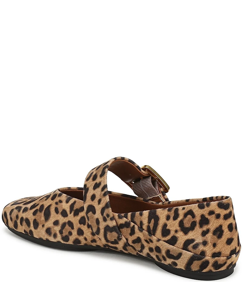 Franco Sarto Oakes Leopard Print Suede Square Toe Mary Jane Ballet Flats