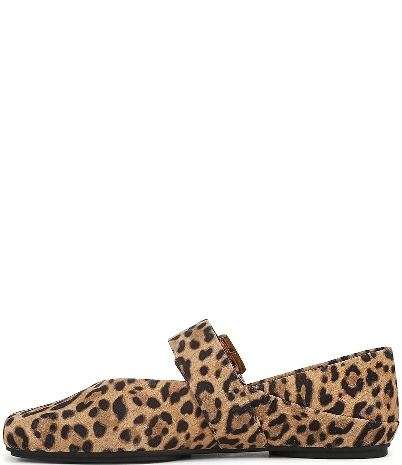 Franco Sarto Oakes Leopard Print Suede Square Toe Mary Jane Ballet Flats