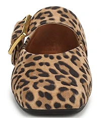 Franco Sarto Oakes Leopard Print Suede Square Toe Mary Jane Ballet Flats