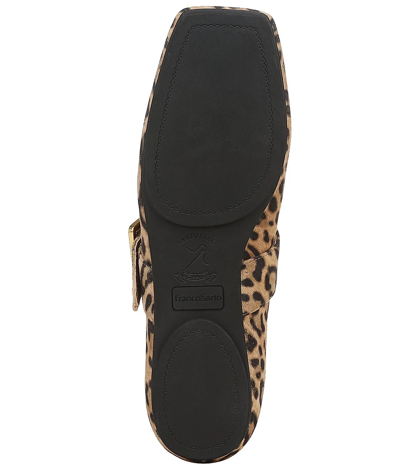 Franco Sarto Oakes Leopard Print Suede Square Toe Mary Jane Ballet Flats