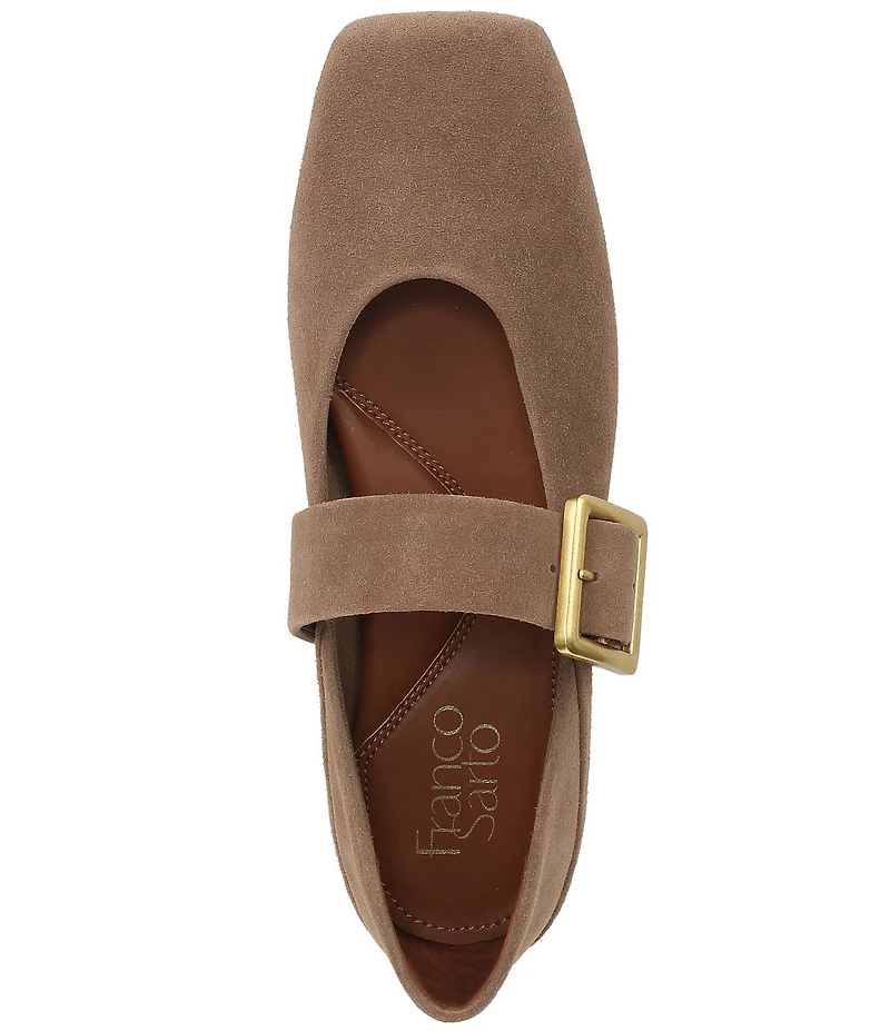 Franco Sarto Oakes Suede Square Toe Mary Jane Ballet Flats