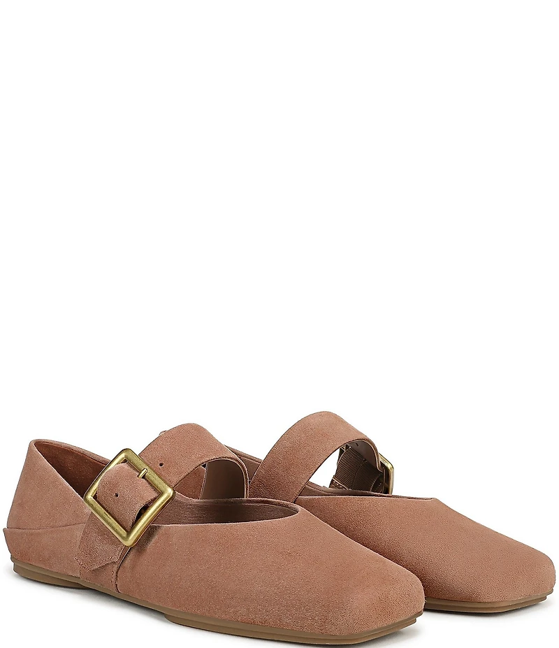 Franco Sarto Oakes Suede Square Toe Mary Jane Ballet Flats