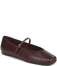 Franco Sarto Oriel Snake Embossed Leather Square Toe Mary Jane Ballerina Flats