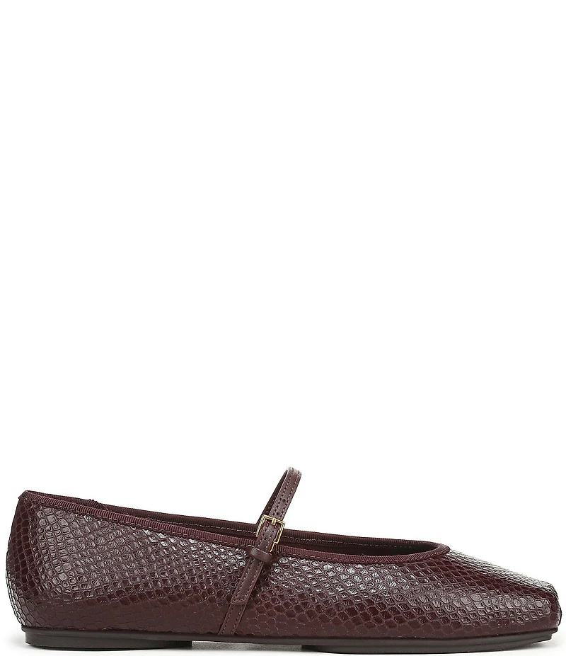 Franco Sarto Oriel Snake Embossed Leather Square Toe Mary Jane Ballerina Flats