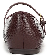 Franco Sarto Oriel Snake Embossed Leather Square Toe Mary Jane Ballerina Flats