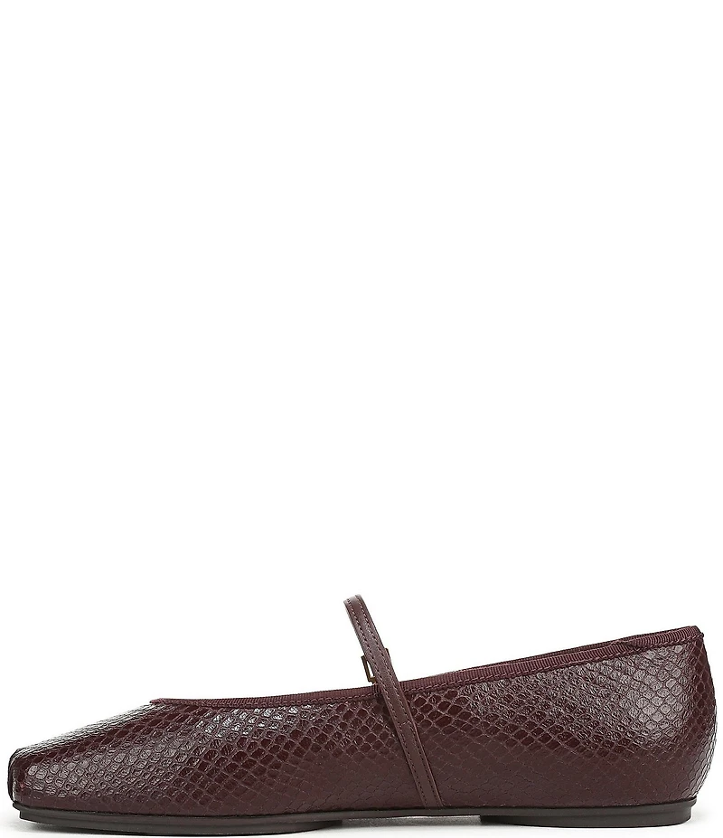 Franco Sarto Oriel Snake Embossed Leather Square Toe Mary Jane Ballerina Flats