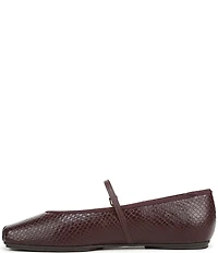 Franco Sarto Oriel Snake Embossed Leather Square Toe Mary Jane Ballerina Flats