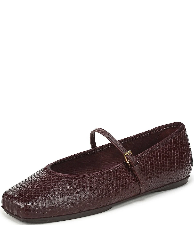 Franco Sarto Oriel Snake Embossed Leather Square Toe Mary Jane Ballerina Flats