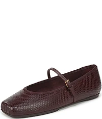 Franco Sarto Oriel Snake Embossed Leather Square Toe Mary Jane Ballerina Flats