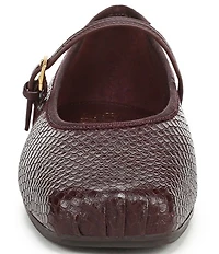Franco Sarto Oriel Snake Embossed Leather Square Toe Mary Jane Ballerina Flats