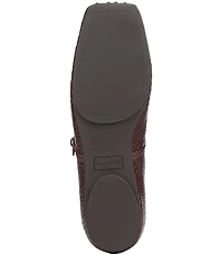 Franco Sarto Oriel Snake Embossed Leather Square Toe Mary Jane Ballerina Flats