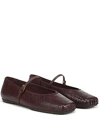 Franco Sarto Oriel Snake Embossed Leather Square Toe Mary Jane Ballerina Flats
