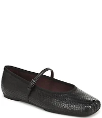 Franco Sarto Oriel Snake Embossed Leather Square Toe Mary Jane Ballerina Flats