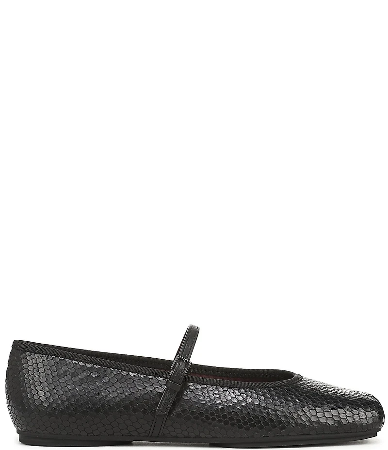 Franco Sarto Oriel Snake Embossed Leather Square Toe Mary Jane Ballerina Flats