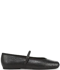 Franco Sarto Oriel Snake Embossed Leather Square Toe Mary Jane Ballerina Flats
