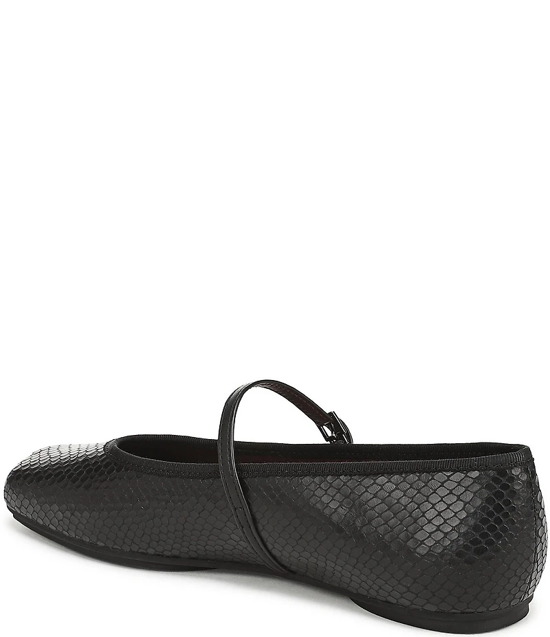 Franco Sarto Oriel Snake Embossed Leather Square Toe Mary Jane Ballerina Flats