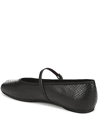 Franco Sarto Oriel Snake Embossed Leather Square Toe Mary Jane Ballerina Flats
