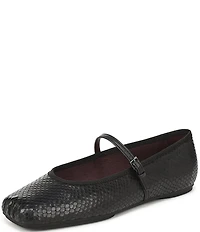 Franco Sarto Oriel Snake Embossed Leather Square Toe Mary Jane Ballerina Flats