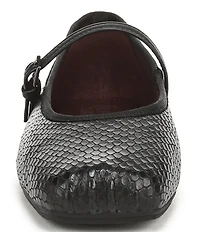 Franco Sarto Oriel Snake Embossed Leather Square Toe Mary Jane Ballerina Flats