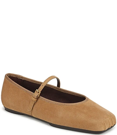 Franco Sarto Oriel Suede Square Toe Mary Jane Ballerina Flats