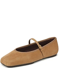 Franco Sarto Oriel Suede Square Toe Mary Jane Ballerina Flats