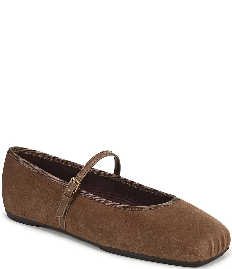 Franco Sarto Oriel Suede Square Toe Mary Jane Ballerina Flats